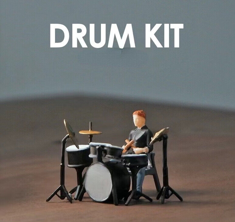 1:64 Painted Figure Mini Model Miniature Resin Diorama Sand Drum Drummer Set Man