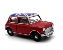 Load image into Gallery viewer, OXFORD 1:76 Red Austin Mini UK Flag Classic Coupe Sports Model Diecast Metal Car New
