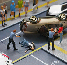 Load image into Gallery viewer, 1:64 Painted Figure Mini Model Miniature Resin Diorama Police Car Accident Scene New Scene
