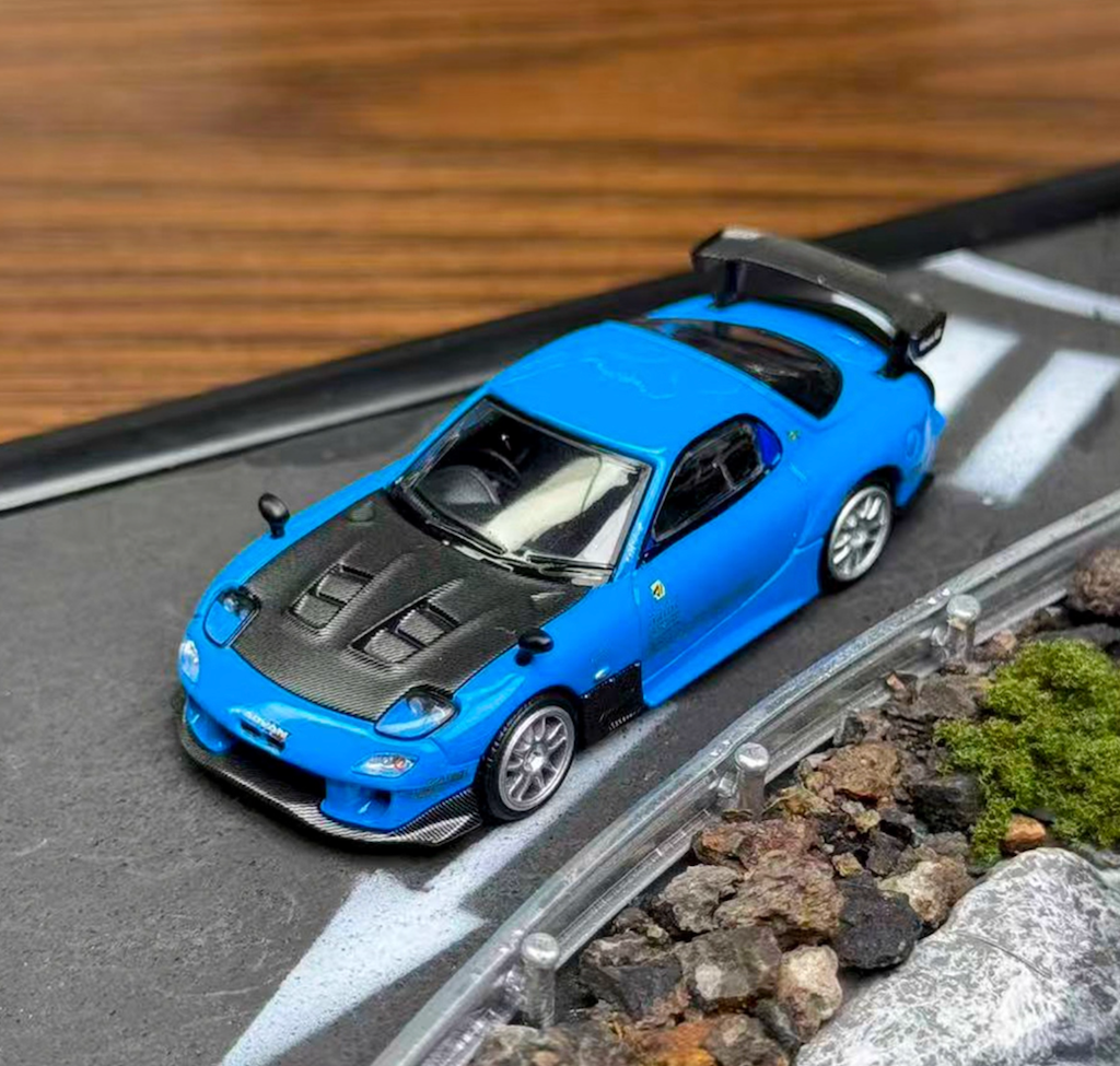 MINIGT 1:64 Blue RX-7 RE 20B NA 3ROTOR-7 Sports Model Diecast Metal Car New Collection