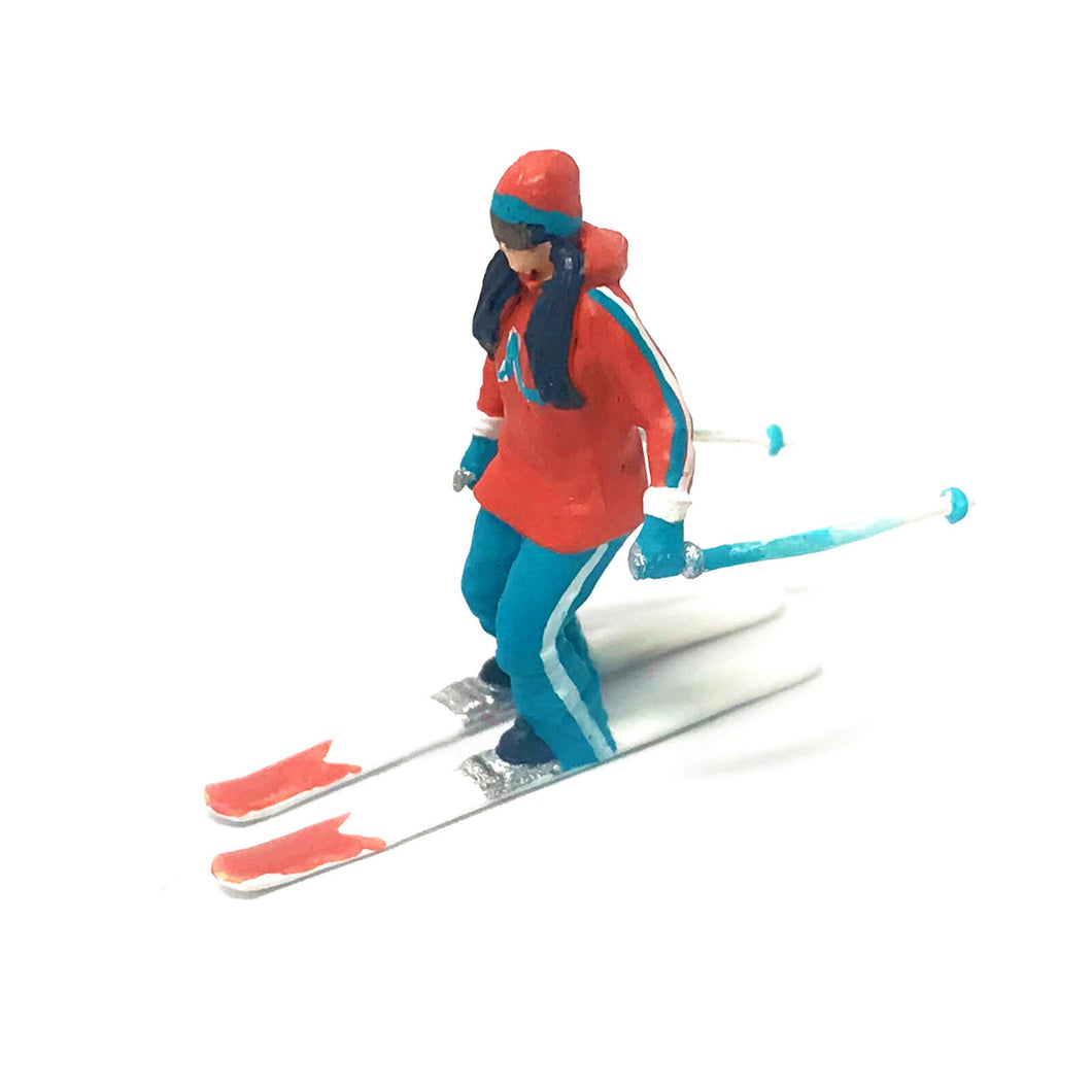 1:64 Painted Figure Mini Model Miniature Resin Diorama Skiing Ski People Motion