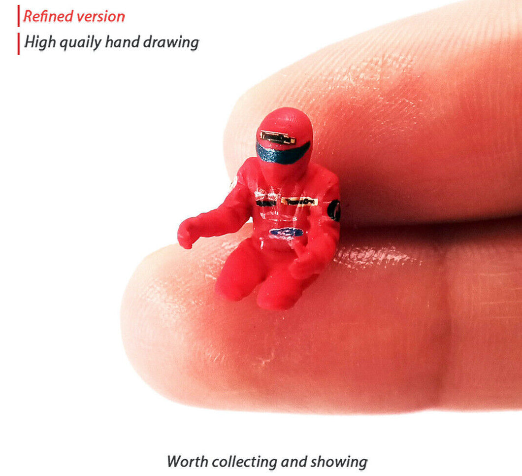 1:64 Painted Figure Mini Model Miniature Resin Diorama Racing Driver Driving Red