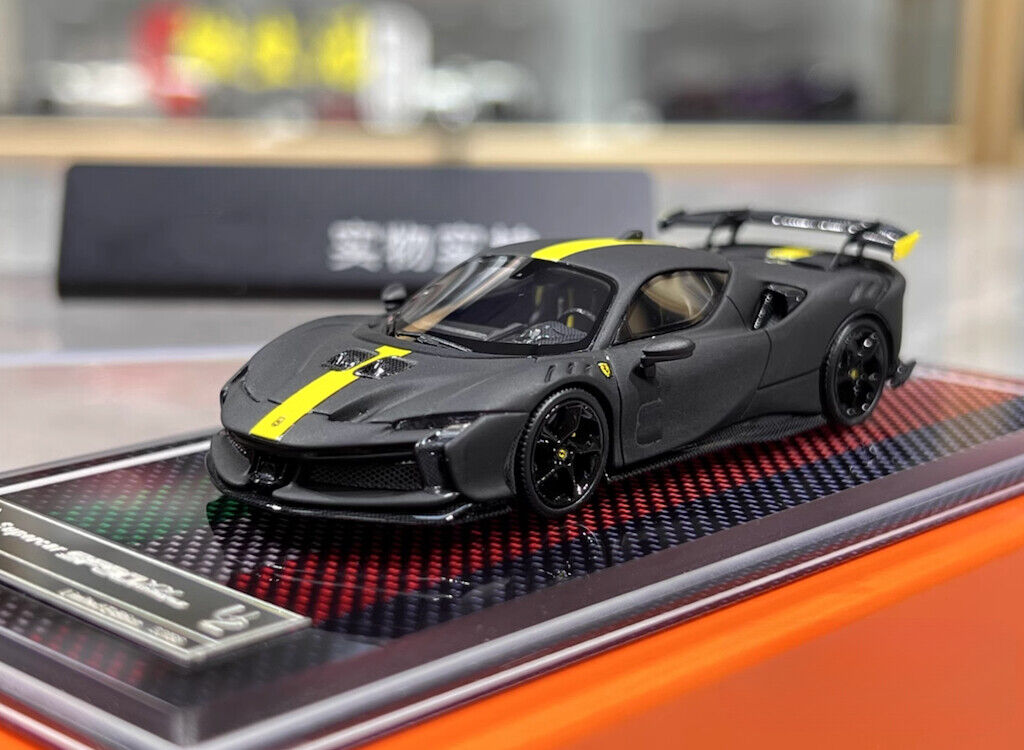 U2 1:64 Matte Black SF90XX Stradale Racing Sports Model Diecast Resin Car New Collection
