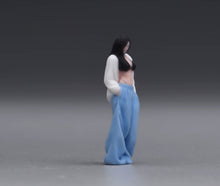 Load image into Gallery viewer, 1:64 Painted Figure Model Miniature Resin Girl Lady Woman Blue Wide-leg Pants

