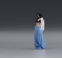 Load image into Gallery viewer, 1:64 Painted Figure Model Miniature Resin Girl Lady Woman Blue Wide-leg Pants

