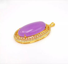 Load image into Gallery viewer, Nature Jade Purple Oval Pendant Necklace Gift Jewelry charm Blessing Lucky New
