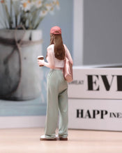 Load image into Gallery viewer, 1:24 Painted Figure Model Miniature Resin Diorama Cap Lady Girl Holding Coffee
