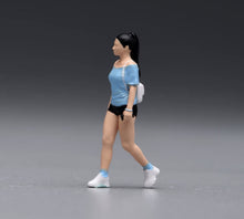 Load image into Gallery viewer, 1:64 Painted Figure Model Miniature Resin Walking Girl Blue Top Pretty Woman
