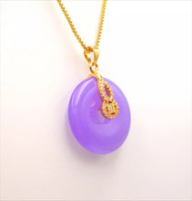 Load image into Gallery viewer, Nature Jade Puprle Round Fortune Pendant Necklace Gift Jewelry charm Blessing
