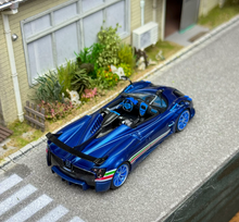 Load image into Gallery viewer, CM 1:64 Blue Carbon Huayra Tricolore Convertible Model Diecast Metal Car New Collection
