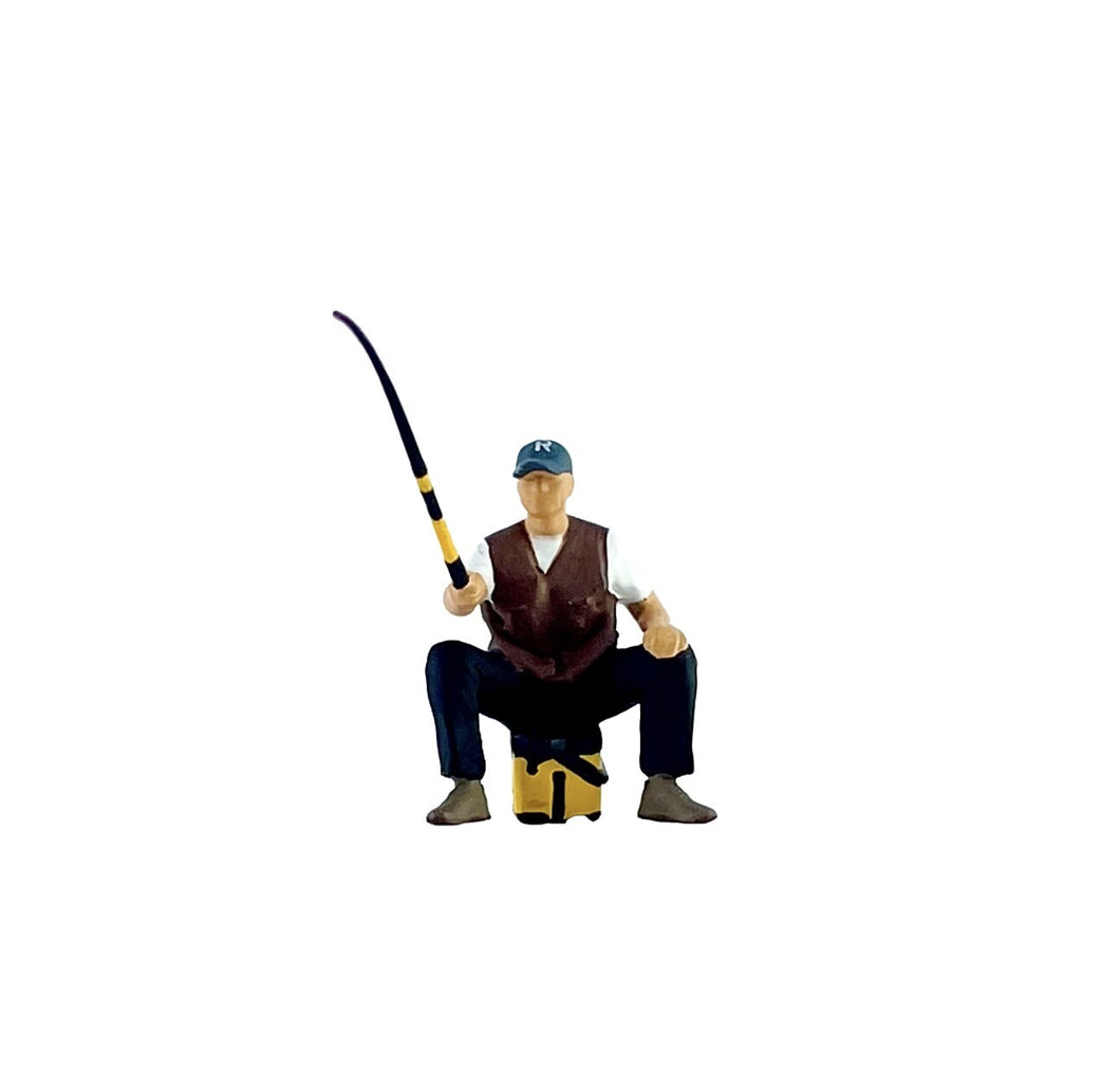 1:64 Painted Figure Mini Model Miniature Resin Diorama Go Fishing Fisherman A