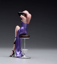 Load image into Gallery viewer, 1:24 Painted Figure Model Miniature Resin Diorama Purple Dress Girl Lady Sitting
