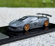Load image into Gallery viewer, Scalemini 1:64 Gray 458 LBWK Racing Sports Model Diecast Resin Car New

