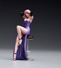 Load image into Gallery viewer, 1:24 Painted Figure Model Miniature Resin Diorama Purple Dress Girl Lady Sitting
