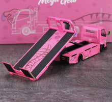 Load image into Gallery viewer, MG 1:64 Pink Dinosaur H300 Custom Tow Flatbed Truck Model Diecast Metal Car
