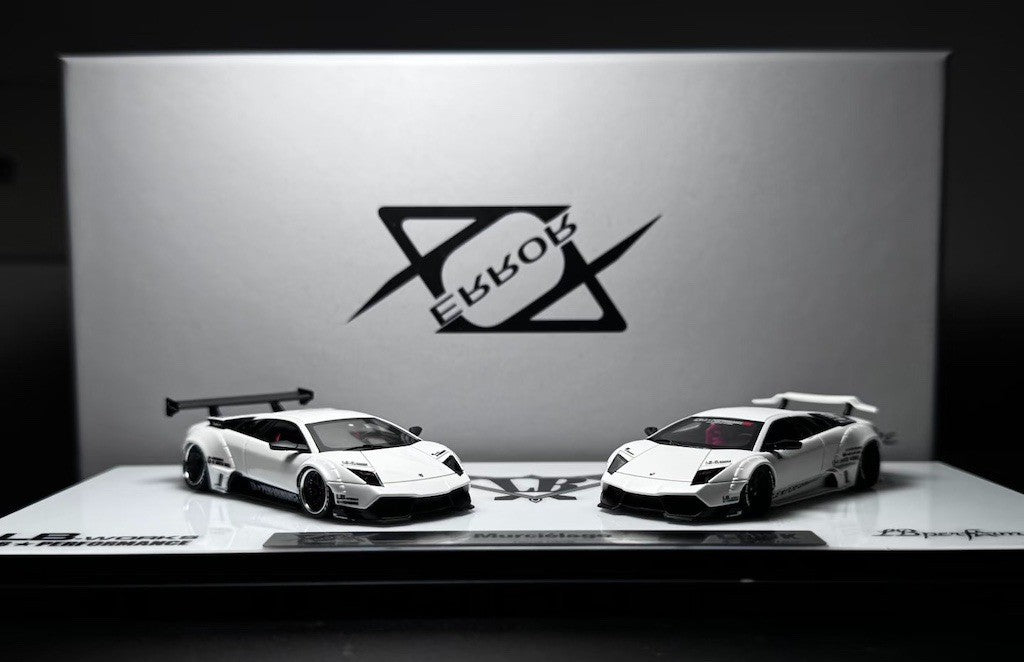 404Error 1:64 White Murcielago LBWK Sports Model Diecast Resin Car Set New Collection