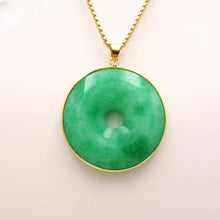 Load image into Gallery viewer, Nature Jade Large Green Round Pendant Necklace Gift Jewelry charm Blessing Lucky
