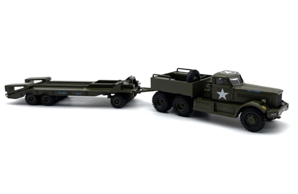 1:76 Green US Army Diamond T Transporter Trailer Model Diecast Metal Car New Collection