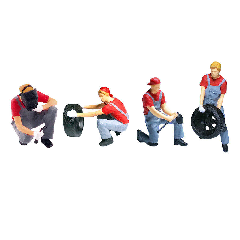 1:64 Painted Figure Mini Model Miniature Resin Diorama Car Repairman Repair Red