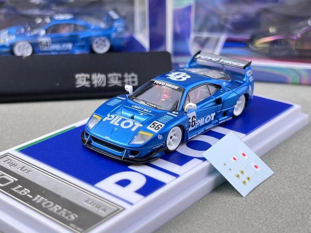 Top Art 1:64 Blue F40 LBWK #56 Racing Sports Model Diecast Metal Car New Collection
