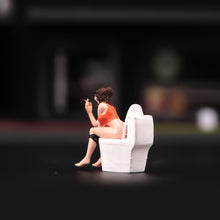Load image into Gallery viewer, 1:64 Painted Figure Model Miniature Resin Diorama Toy Woman Sitting On Toilet
