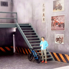Load image into Gallery viewer, 1:64 Painted Figure Mini Model Miniature Resin Diorama Toy Mountain Bike Bicycle
