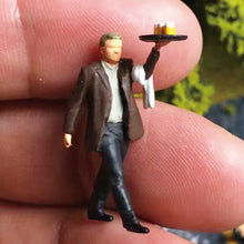 Load image into Gallery viewer, 1:64 Painted Figure Mini Model Miniature Resin Diorama Cafe Restaurant Waiter
