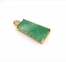 Load image into Gallery viewer, Nature Jade Green Rectangle Peace Pendant Necklace Gift Jewelry charm Blessing
