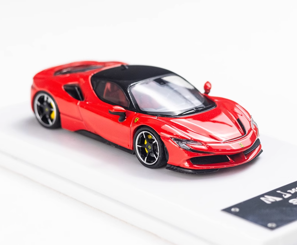 MJ 1:64 Red SF90 Hard Top Racing Sports Model Diecast Metal Car New Collection
