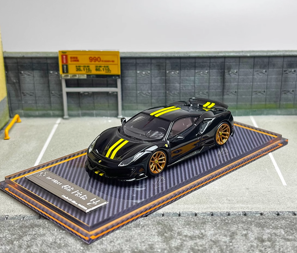 U2 1:64 Black Novitec 488 Pista Racing Sports Model Diecast