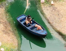 Load image into Gallery viewer, 1:64 Painted Figure Model Miniature Resin Diorama Sand Boat Fisher Pet Dog Boy
