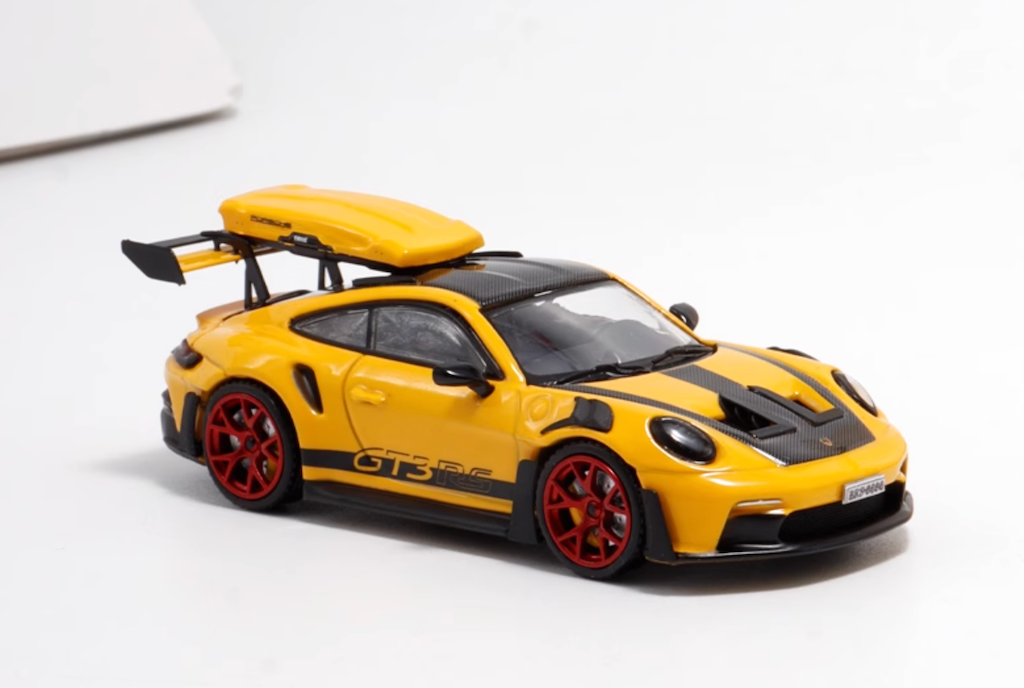 HCI 1:64 Yellow 911 992 GT3 RS Roof Box Sports Model Diecast Metal Car New Collection