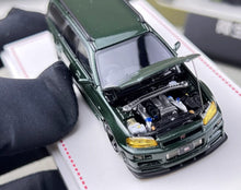 Load image into Gallery viewer, FH 1:64 Dark Green Stagea Wagon Skyline GTR R34 WC34 Model Diecast Metal Car
