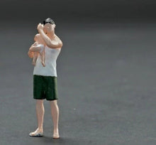 Load image into Gallery viewer, 1:64 Painted Figure Mini Model Miniature Car Scenes Resin Father Son Man Baby
