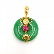 Load image into Gallery viewer, Nature Jade Fortune Round Pendant Necklace Gift Jewelry charm Blessing Lucky Fu
