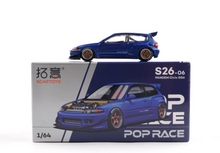 Load image into Gallery viewer, Poprace 1:64 Blue Civic EG6 Pandem Hoodless Sports Model Diecast Metal Car New Collection
