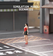 Load image into Gallery viewer, 1:64 Painted Figure Mini Model Miniature Car Scenes Resin Toy Red High Heel Lady
