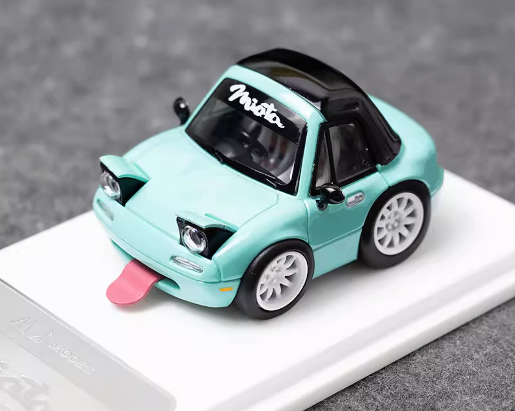 MJ 1:64 Light Green Miata MX5 Mini Cute Q Sports Model Diecast Resin Car New Collection