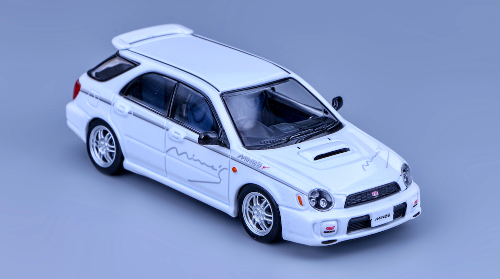 1:64 Furuya White Impreza WRX STI VII 7 Wagon Mines Model Diecast Metal Car