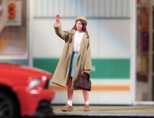 Load image into Gallery viewer, 1:64 Painted Figure Mini Model Miniature Resin Diorama Sand Winter Coat Girl Hat
