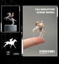 Load image into Gallery viewer, 1:64 Painted Figure Mini Model Miniature Car Scenes Resin Toy Horse Riding Man
