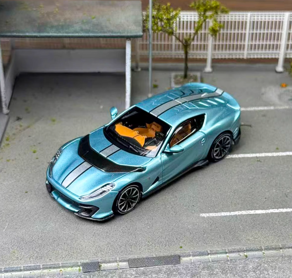 TOC 1:64 Ice Blue 812C Coupe Racing Sports Model Diecast Metal Car New Collection