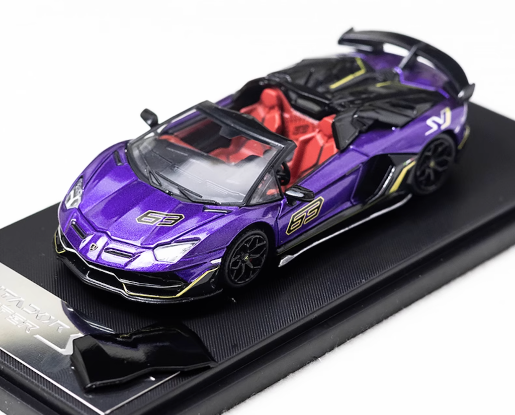 RM 1:64 Purple Aventador svj #63 Sports Model Diecast Metal Car BN