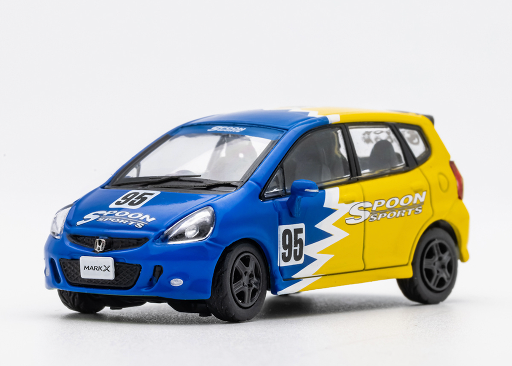 GCD 1:64 JDM Yellow Honda Fit GD3 Spoon Racing Sports Model Toy Metal Car BN