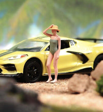 Load image into Gallery viewer, 1:64 Painted Unpainted Figure Model Miniature Resin Diorama Sand Sun Hat Lady
