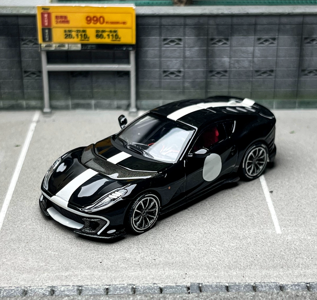 TOC 1:64 Black 812C Coupe Racing Sports Model Diecast Metal Car BN