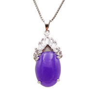 Load image into Gallery viewer, Nature Jade Purple Drop Pendant Necklace Gift Jewelry charm Blessing Lucky new
