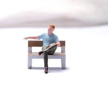 Load image into Gallery viewer, 1:64 Painted Unpainted Figure Model Miniature Resin Diorama Man Sitting on Bench New
