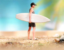 Load image into Gallery viewer, 1:64 Painted Figure Model Miniature Resin Diorama Toy Sand Surfboard Boy Surfing
