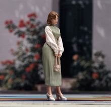 Load image into Gallery viewer, 1:24 Painted Figure Model Miniature Resin Diorama Blond Qipao Vintage Dress Lady
